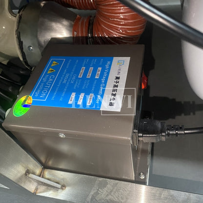 Henwi HWAM-Semi-Auto Linear Clamping Model Air Type Bottle Rinser Washer Ionized Air Glass Jar Bottle Cleaning Machine Dust Remover Bottle Cleaning Machine