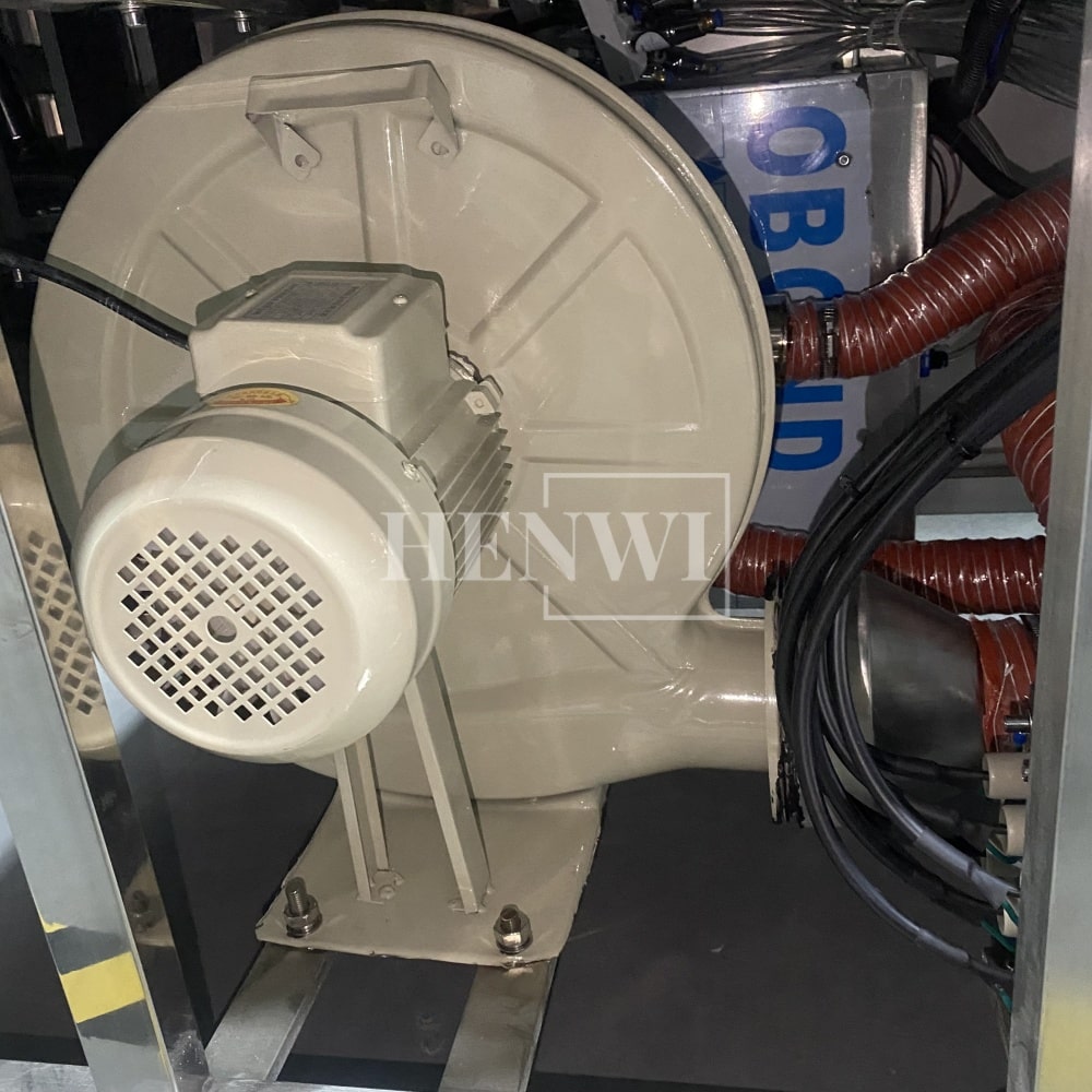 Henwi HWAM-Semi-Auto Linear Clamping Model Air Type Bottle Rinser Washer Ionized Air Glass Jar Bottle Cleaning Machine Dust Remover Bottle Cleaning Machine