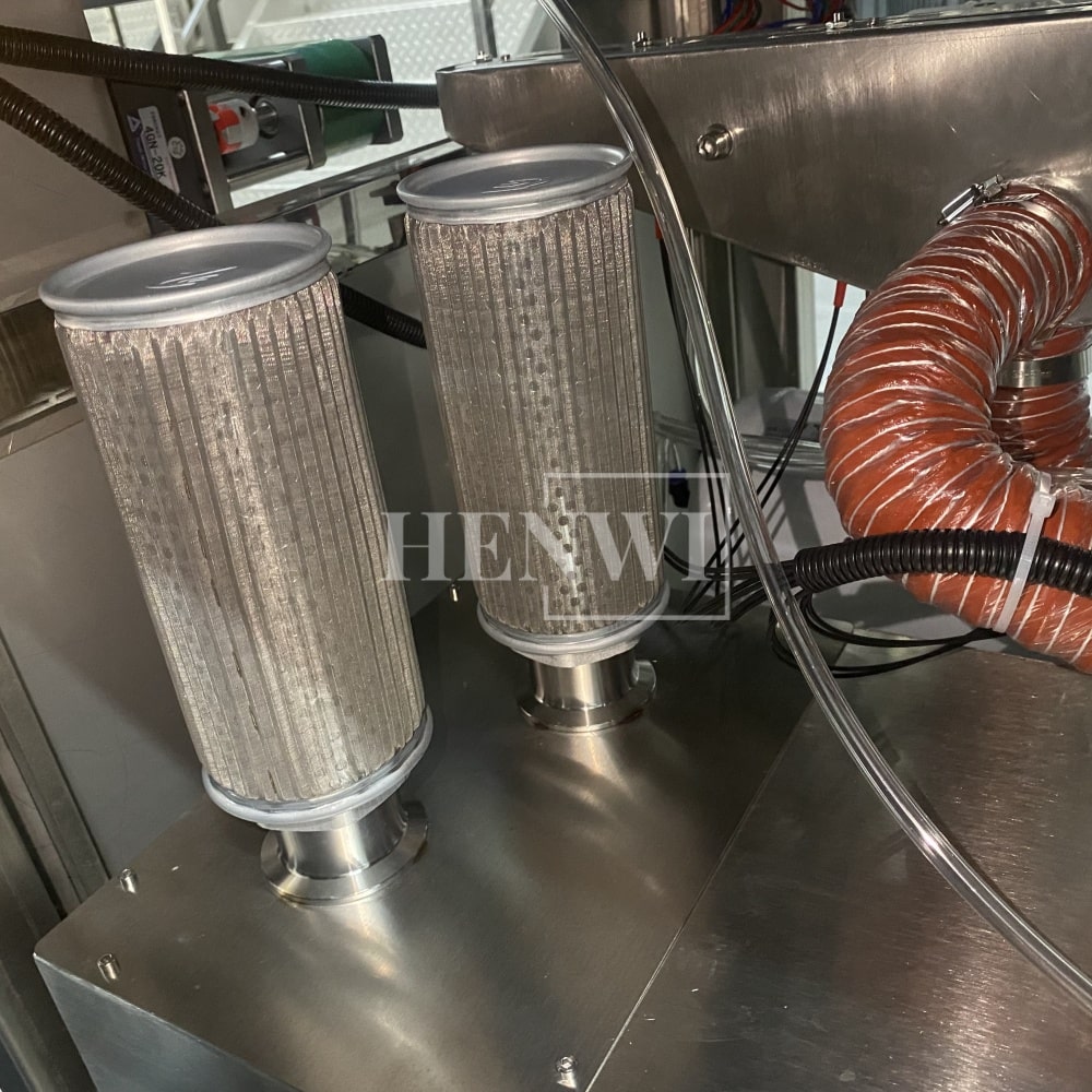 Henwi HWAM-Semi-Auto Linear Clamping Model Air Type Bottle Rinser Washer Ionized Air Glass Jar Bottle Cleaning Machine Dust Remover Bottle Cleaning Machine