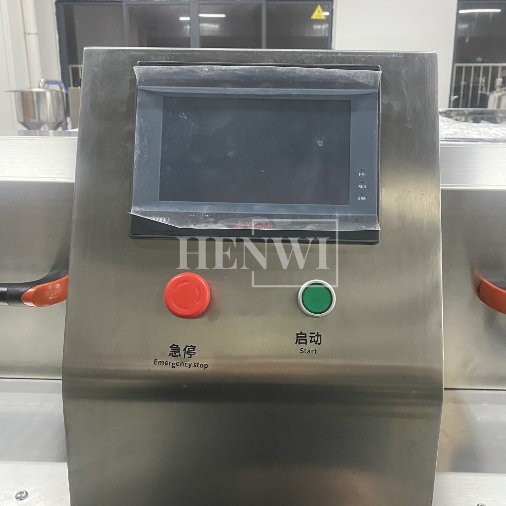 Henwi HWAM-Semi-Auto Linear Clamping Model Air Type Bottle Rinser Washer Ionized Air Glass Jar Bottle Cleaning Machine Dust Remover Bottle Cleaning Machine