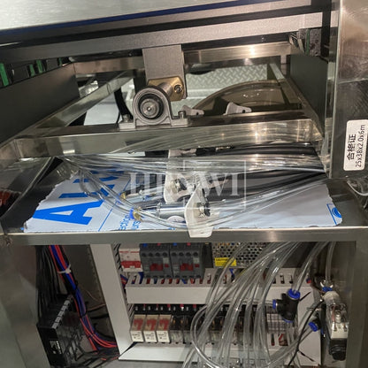 Henwi HWAM-Semi-Auto Linear Clamping Model Air Type Bottle Rinser Washer Ionized Air Glass Jar Bottle Cleaning Machine Dust Remover Bottle Cleaning Machine