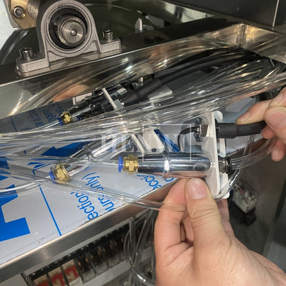 Henwi HWAM-Semi-Auto Linear Clamping Model Air Type Bottle Rinser Washer Ionized Air Glass Jar Bottle Cleaning Machine Dust Remover Bottle Cleaning Machine