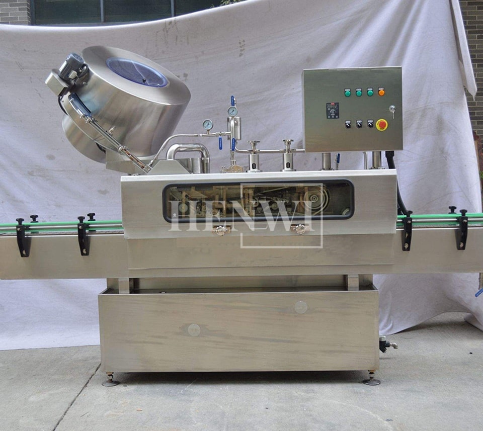 Henwi HWCM-VSC Vacuum Steam Cap Glass Bottle Tinplate Lid Capping Sealing Machine Metal Lid Capper Sealer Machine