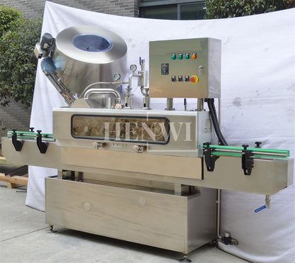 Henwi HWCM-VSC Vacuum Steam Cap Glass Bottle Tinplate Lid Capping Sealing Machine Metal Lid Capper Sealer Machine