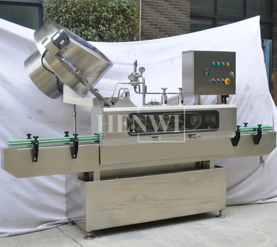 Henwi HWCM-VSC Vacuum Steam Cap Glass Bottle Tinplate Lid Capping Sealing Machine Metal Lid Capper Sealer Machine