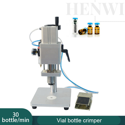 Henwi HWCM-S-VA Manual Vial Ampoule Cover Crimping Machine Desktop Penicillin Bottle Cap Pneumatic Crimper Sealer Machine