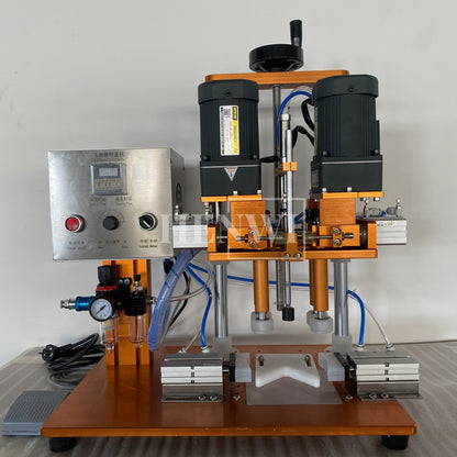 Henwi HWCM-S-W4 Semi-Auto Desktop 4 Wheels Capper Bottle Screwing Capping Sealing Machine Cover Manual Sealer Machine