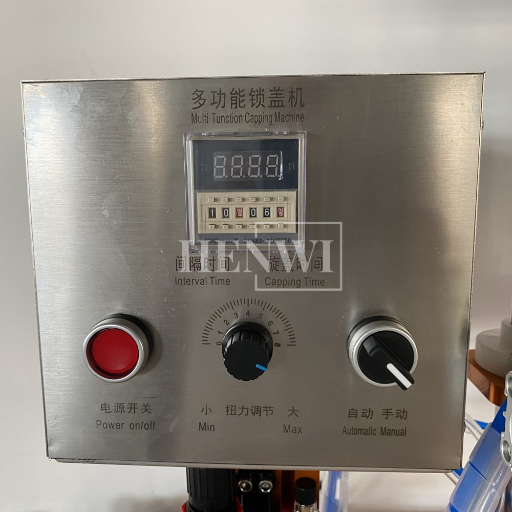 Henwi HWCM-S-W4 Semi-Auto Desktop 4 Wheels Capper Bottle Screwing Capping Sealing Machine Cover Manual Sealer Machine