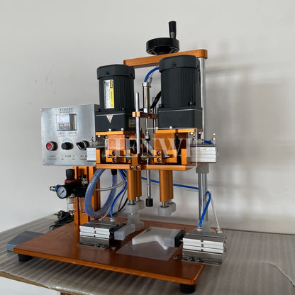 Henwi HWCM-S-W4 Semi-Auto Desktop 4 Wheels Capper Bottle Screwing Capping Sealing Machine Cover Manual Sealer Machine