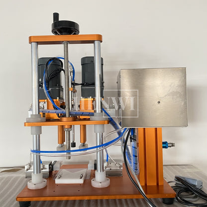 Henwi HWCM-S-W4 Semi-Auto Desktop 4 Wheels Capper Bottle Screwing Capping Sealing Machine Cover Manual Sealer Machine
