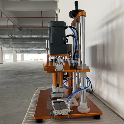 Henwi HWCM-S-W4 Semi-Auto Desktop 4 Wheels Capper Bottle Screwing Capping Sealing Machine Cover Manual Sealer Machine