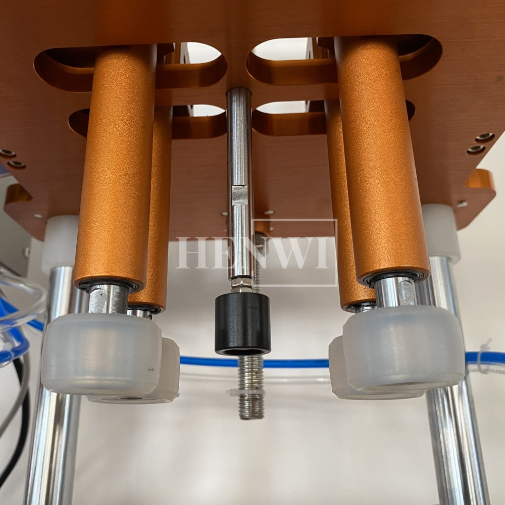 Henwi HWCM-S-W4 Semi-Auto Desktop 4 Wheels Capper Bottle Screwing Capping Sealing Machine Cover Manual Sealer Machine