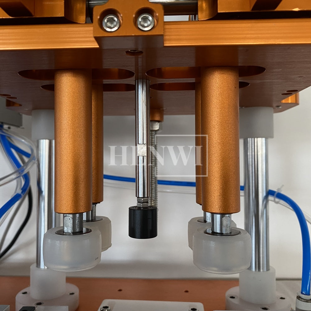 Henwi HWCM-S-W4 Semi-Auto Desktop 4 Wheels Capper Bottle Screwing Capping Sealing Machine Cover Manual Sealer Machine