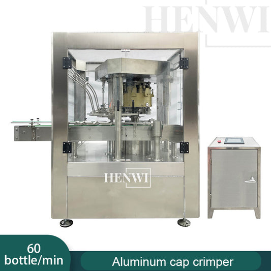 Henwi HWCM-TC Automatic Aluminum Cover Crimping Capping Sealing Machine Lid Crimper Capper Sealer Machine for Glass Bottle Aluminum Tin Pop Can