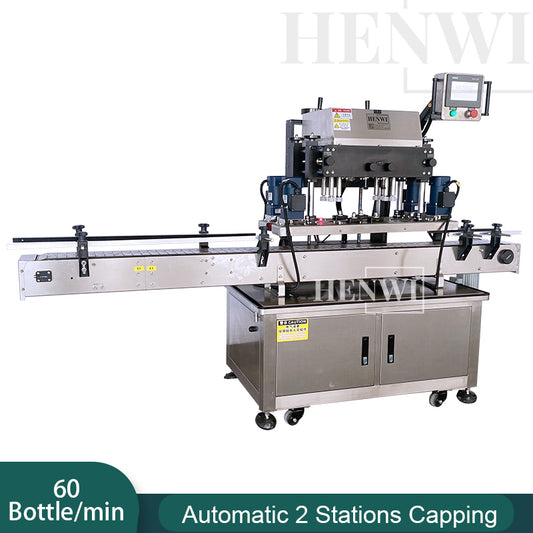 Henwi HWCM-W4x2 Automatic 2 Stations 4 Wheels Capper Bottle Screwing Capping Sealing Machine Cover Sealer