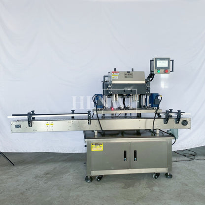 Henwi HWCM-W4x2 Automatic 2 Stations 4 Wheels Capper Bottle Screwing Capping Sealing Machine Cover Sealer