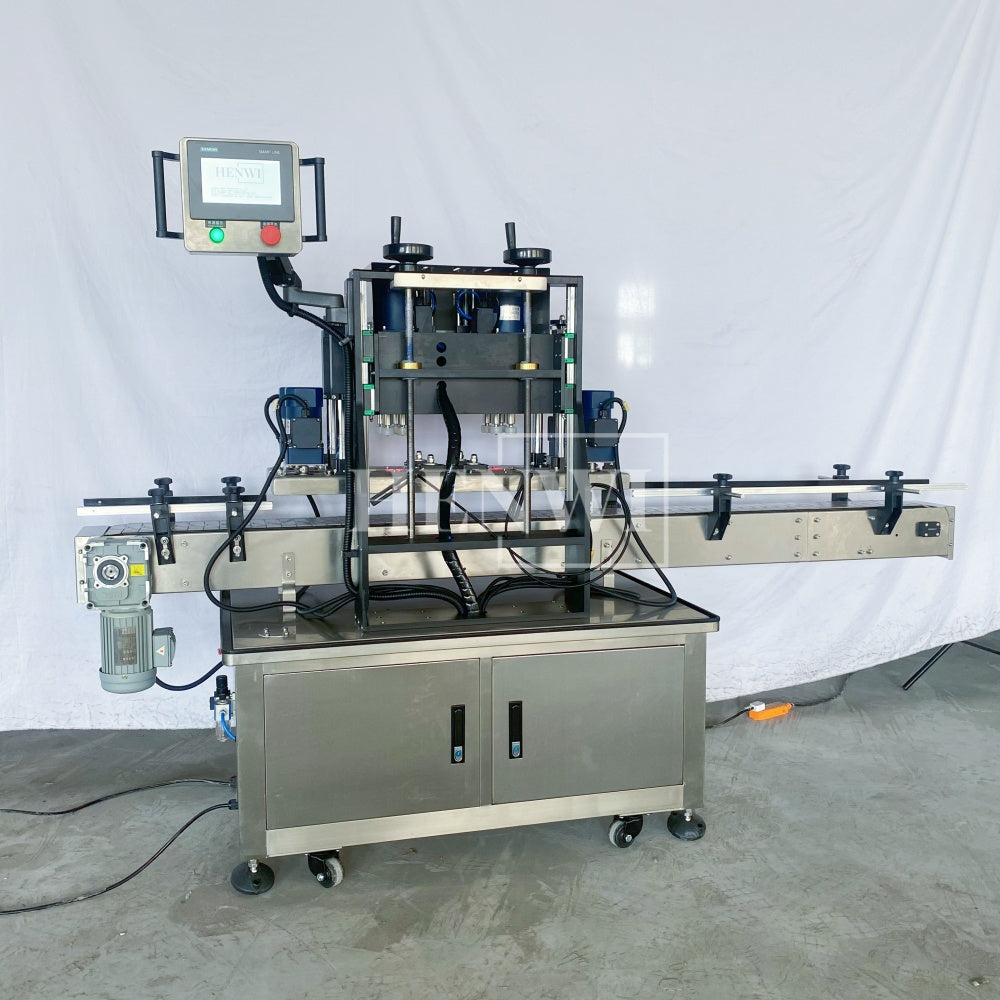 Henwi HWCM-W4x2 Automatic 2 Stations 4 Wheels Capper Bottle Screwing Capping Sealing Machine Cover Sealer