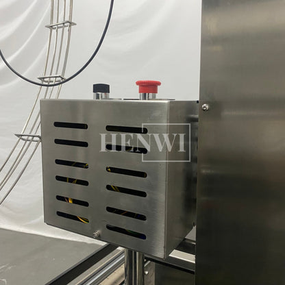 Henwi HWCM-W4x2 Automatic 2 Stations 4 Wheels Capper Bottle Screwing Capping Sealing Machine Cover Sealer with Automatic Cap Lifting Elevator Feeding Machine