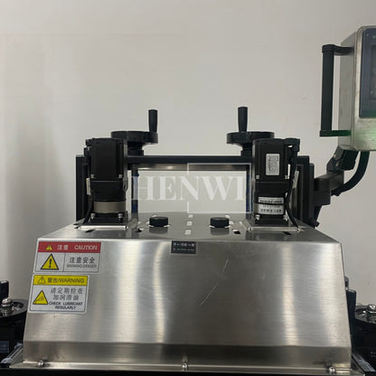 Henwi HWCM-W4x2 Automatic 2 Stations 4 Wheels Capper Bottle Screwing Capping Sealing Machine Cover Sealer with Automatic Cap Lifting Elevator Feeding Machine