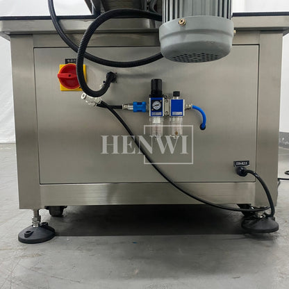 Henwi HWCM-W4x2 Automatic 2 Stations 4 Wheels Capper Bottle Screwing Capping Sealing Machine Cover Sealer with Automatic Cap Lifting Elevator Feeding Machine