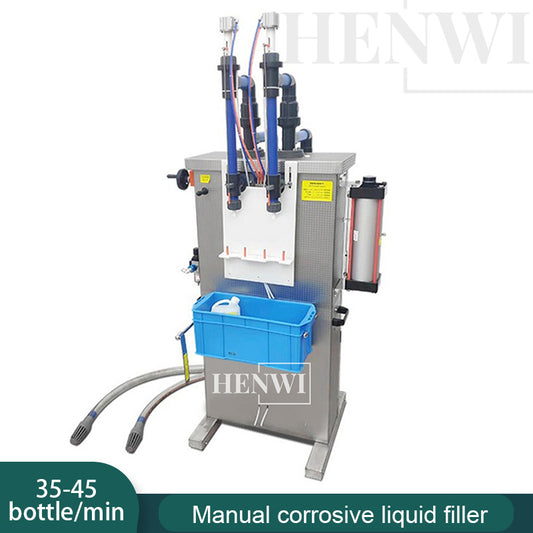 Henwi HWFF-2 Nozzles Vertical Corrosion Proof Filler Strong Acid Liquid Kitchen Toilet Cleaner Pesticide Bleach PP Filling Machine
