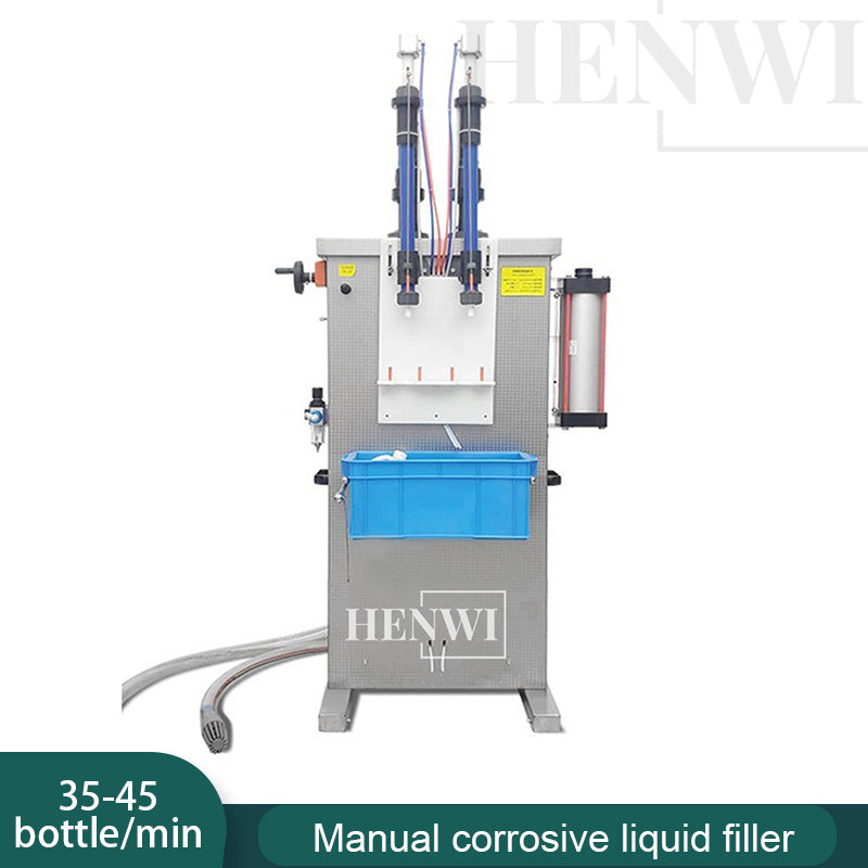Henwi HWFF-2 Nozzles Vertical Corrosion Proof Filler Strong Acid Liquid Kitchen Toilet Cleaner Pesticide Bleach PP Filling Machine