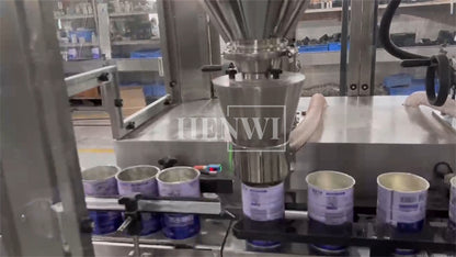 Henwi HWFM-Automatic 2 Nozzles Powder Filling Weighing Packing Machine Seasoning Albumen Protein Milk Powder Bottling Canning Seaming Machine