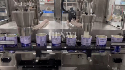 Henwi HWFM-Automatic 2 Nozzles Powder Filling Weighing Packing Machine Seasoning Albumen Protein Milk Powder Bottling Canning Seaming Machine