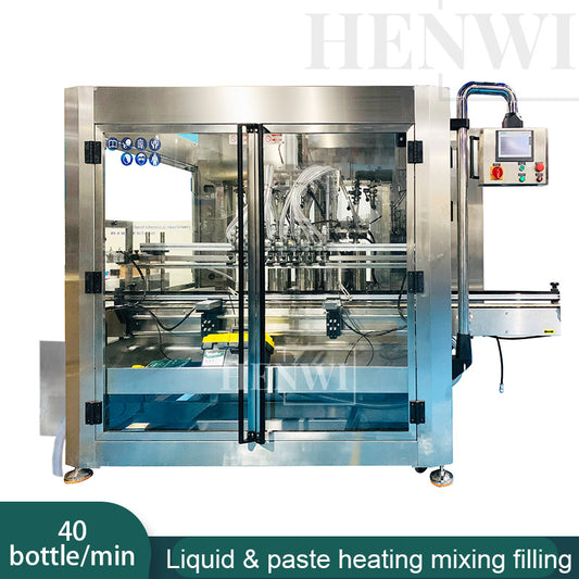 Henwi HWFM-CTF-8 Eight Nozzles Automatic Constant Temperature Liquid Mixing Heating Bottling Filling Machine 8 Heads Bottle Filler With Mixer Heater