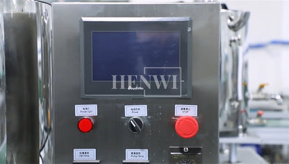 Henwi HWFM-F-CTF 1 Nozzle Full-Auto Constant Temperature Liquid Mixing Heating Bottling Filling Machine One Head Bottle Filler With Mixer Heater With Conveyor Belt