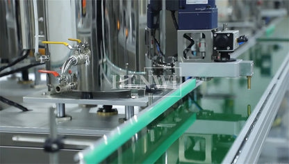 Henwi HWFM-F-CTF 1 Nozzle Full-Auto Constant Temperature Liquid Mixing Heating Bottling Filling Machine One Head Bottle Filler With Mixer Heater With Conveyor Belt