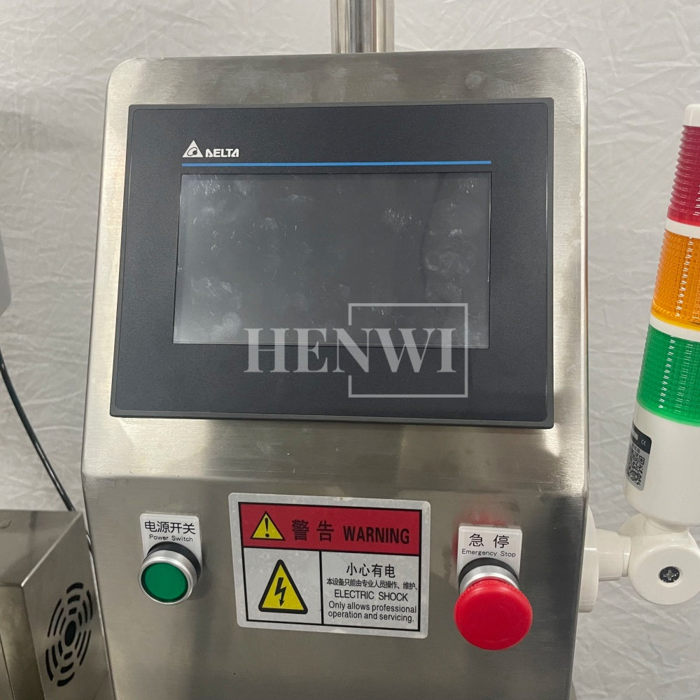 Henwi HWFCL-Automatic 1  Nozzle Gear Pump Liquid Filling Machine with 4 Wheels 1 Station Capping Machine with 2 Sides Square Bottle & Round Bottle Labeling Machine