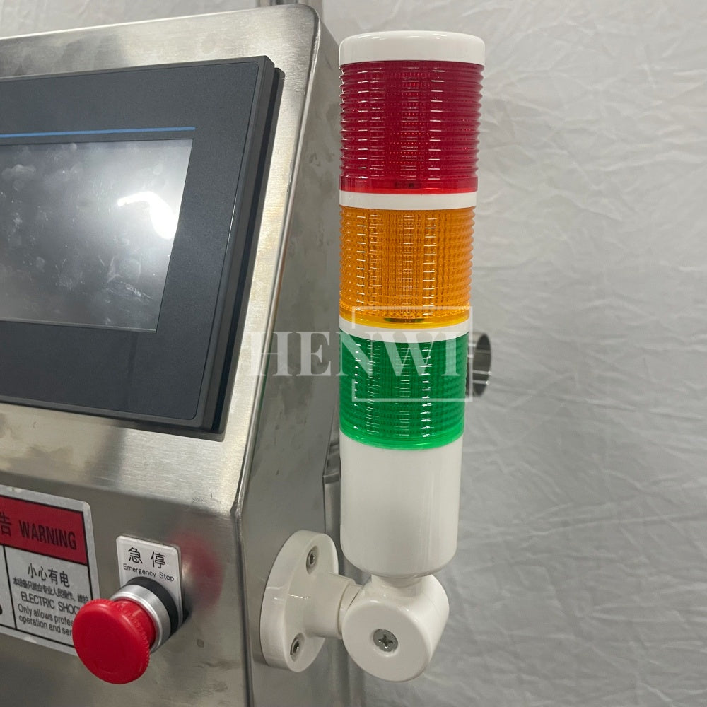 Henwi HWFCL-Automatic 1  Nozzle Gear Pump Liquid Filling Machine with 4 Wheels 1 Station Capping Machine with 2 Sides Square Bottle & Round Bottle Labeling Machine