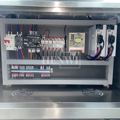 Henwi HWFCL-Automatic 1  Nozzle Gear Pump Liquid Filling Machine with 4 Wheels 1 Station Capping Machine with 2 Sides Square Bottle & Round Bottle Labeling Machine