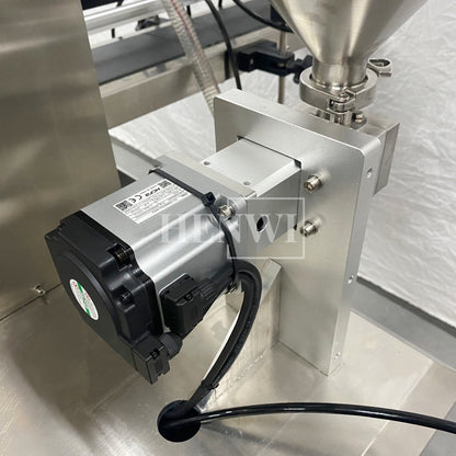 Henwi HWFCL-Automatic 1  Nozzle Gear Pump Liquid Filling Machine with 4 Wheels 1 Station Capping Machine with 2 Sides Square Bottle & Round Bottle Labeling Machine