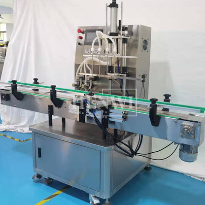 Henwi HWFM-M-4 Four Nozzles Magnetic Pump Model Automatic Liquid Bottling Filling Packing Machine 4 Heads Low Viscous Liquid Bottle Filler