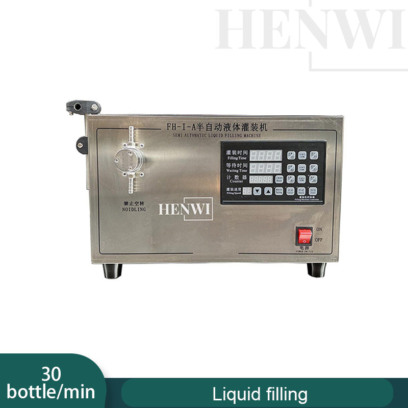 Henwi HWFM-S-1MF 1 Nozzle Semi-Auto Magnetic Pump Model Liquid Filling Bottling Machine One Head Bottle Jar Filler