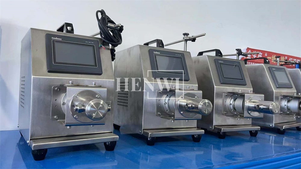 Henwi HWFM-S-CPF 1 Nozzle Semi-Auto Ceramic Pump Model Liquid Filling Bottling Machine 1 Head Micro Volume Filler