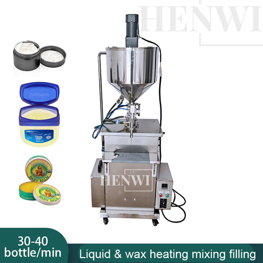 Henwi HWFM-S-CTF 1 Nozzle Semi-Auto Constant Temperature Liquid Mixing Heating Bottling Filling Machine One Head Bottle Filler With Mixer Heater