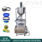 Henwi HWFCL- 1 Nozzle Semi-Auto Liquid Mixing Heating Bottling Filling Machine One Head Bottle Filler With Mixer Heater with Semi Automatic Bottle Cover Cap Capping Labeling Machine Line with Handheld Induction Sealing Device with Cooling Tunnel