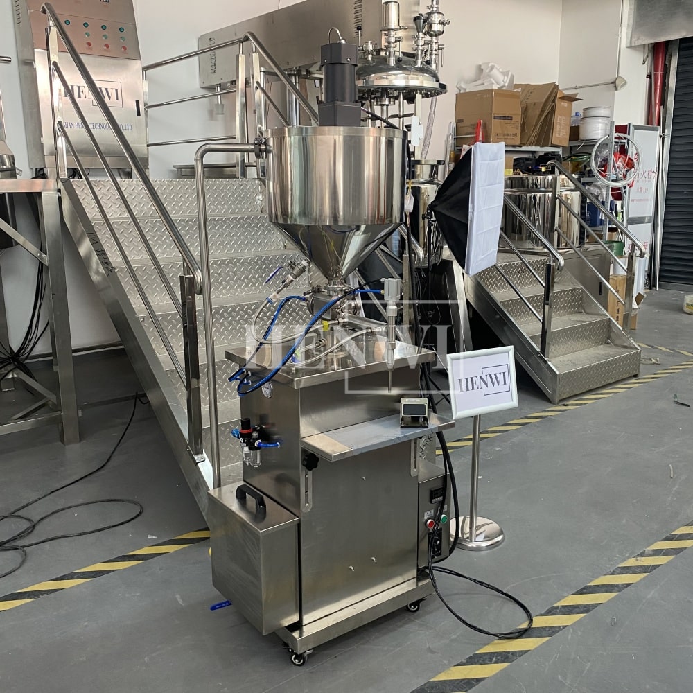 Henwi HWFM-S-CTF 1 Nozzle Semi-Auto Constant Temperature Liquid Mixing Heating Bottling Filling Machine One Head Bottle Filler With Mixer Heater
