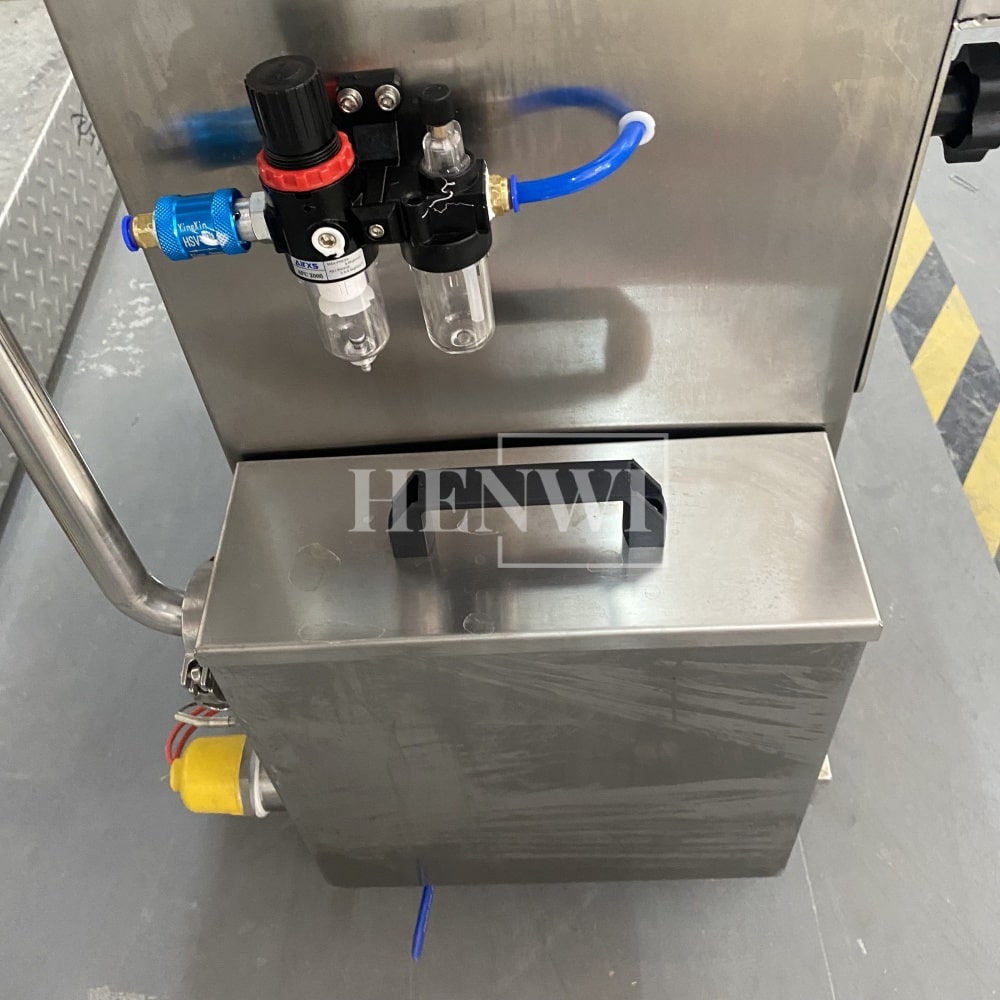 Henwi HWFM-S-CTF 1 Nozzle Semi-Auto Constant Temperature Liquid Mixing Heating Bottling Filling Machine One Head Bottle Filler With Mixer Heater