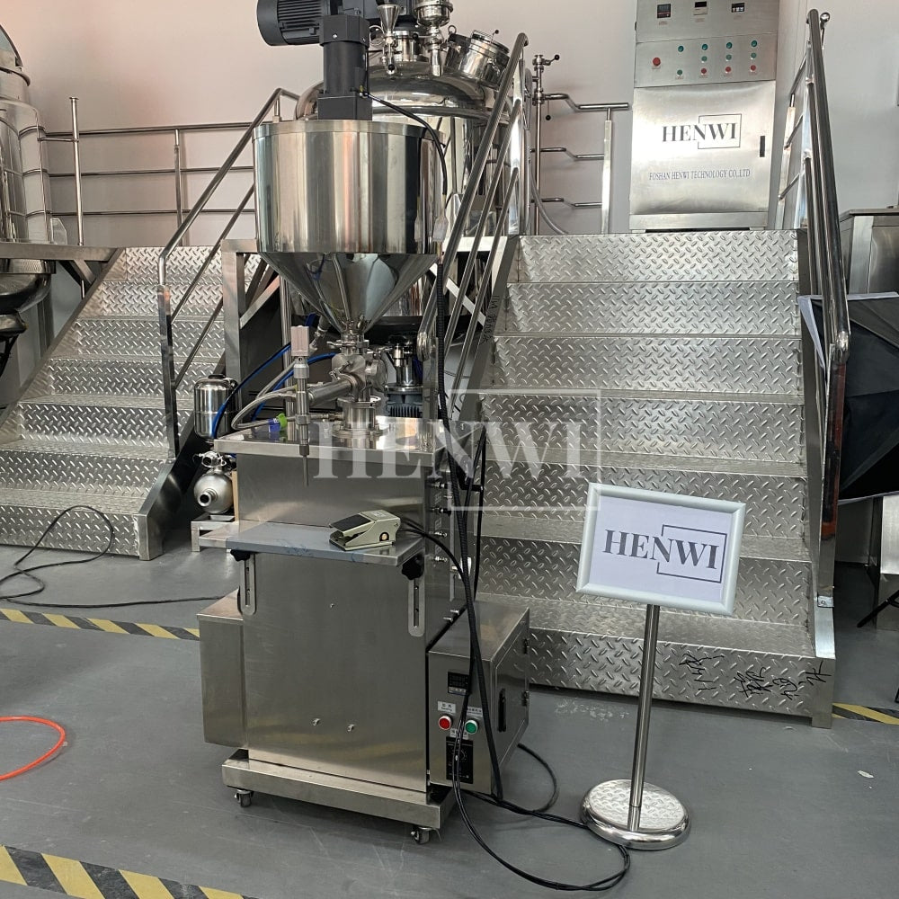 Henwi HWFM-S-CTF 1 Nozzle Semi-Auto Constant Temperature Liquid Mixing Heating Bottling Filling Machine One Head Bottle Filler With Mixer Heater