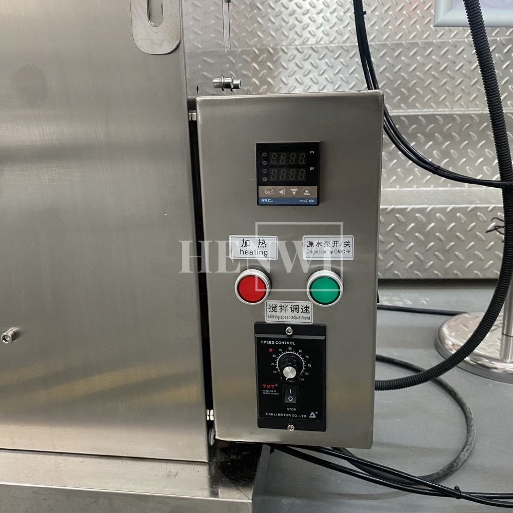 Henwi HWFM-S-CTF 1 Nozzle Semi-Auto Constant Temperature Liquid Mixing Heating Bottling Filling Machine One Head Bottle Filler With Mixer Heater