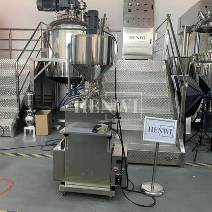 Henwi HWFM-S-CTF 1 Nozzle Semi-Auto Constant Temperature Liquid Mixing Heating Bottling Filling Machine One Head Bottle Filler With Mixer Heater