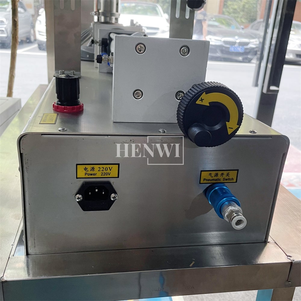 Henwi HWFM-S-HMF 1 Nozzle Semi Automatic Granular Paste Sauce Bottling Filling Machine 1 Head Bottle Horizontal Mixing Filler