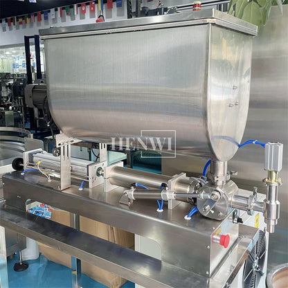 Henwi HWFM-S-HMF 1 Nozzle Semi Automatic Granular Paste Sauce Bottling Filling Machine 1 Head Bottle Horizontal Mixing Filler