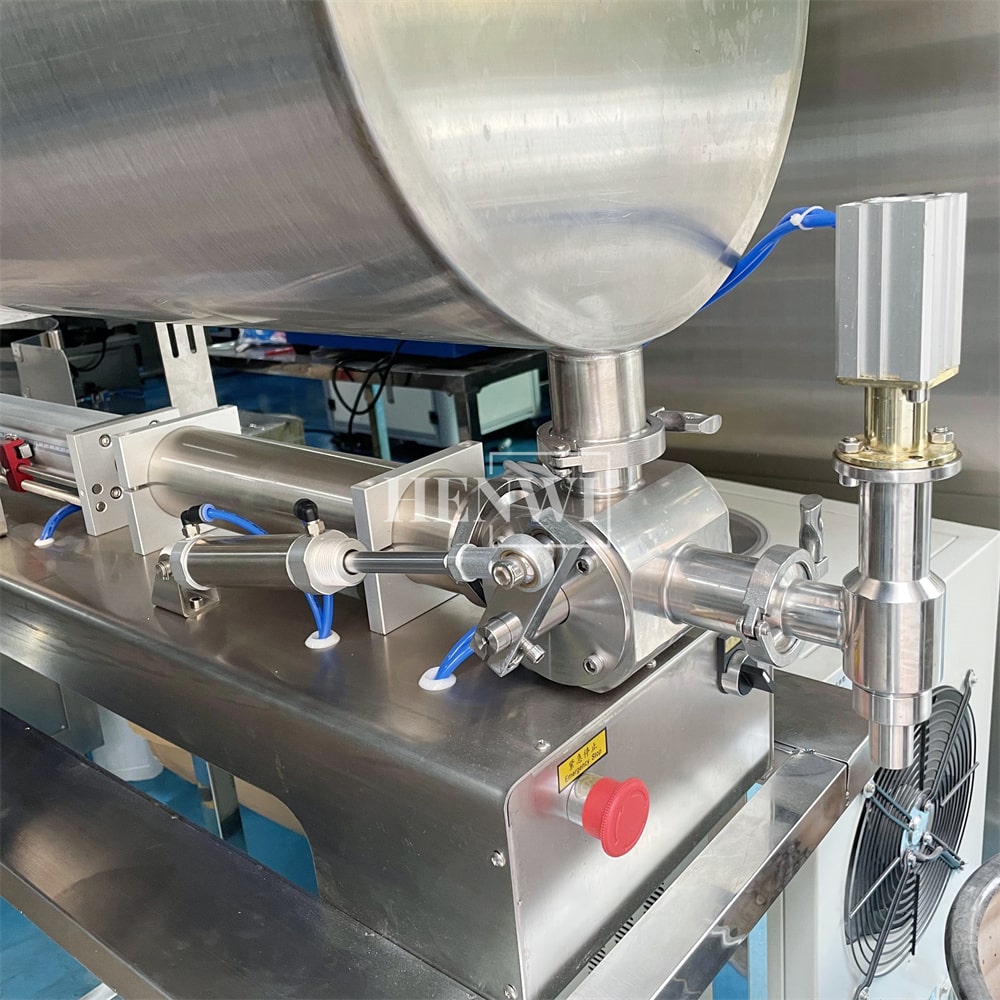 Henwi HWFM-S-HMF 1 Nozzle Semi Automatic Granular Paste Sauce Bottling Filling Machine 1 Head Bottle Horizontal Mixing Filler