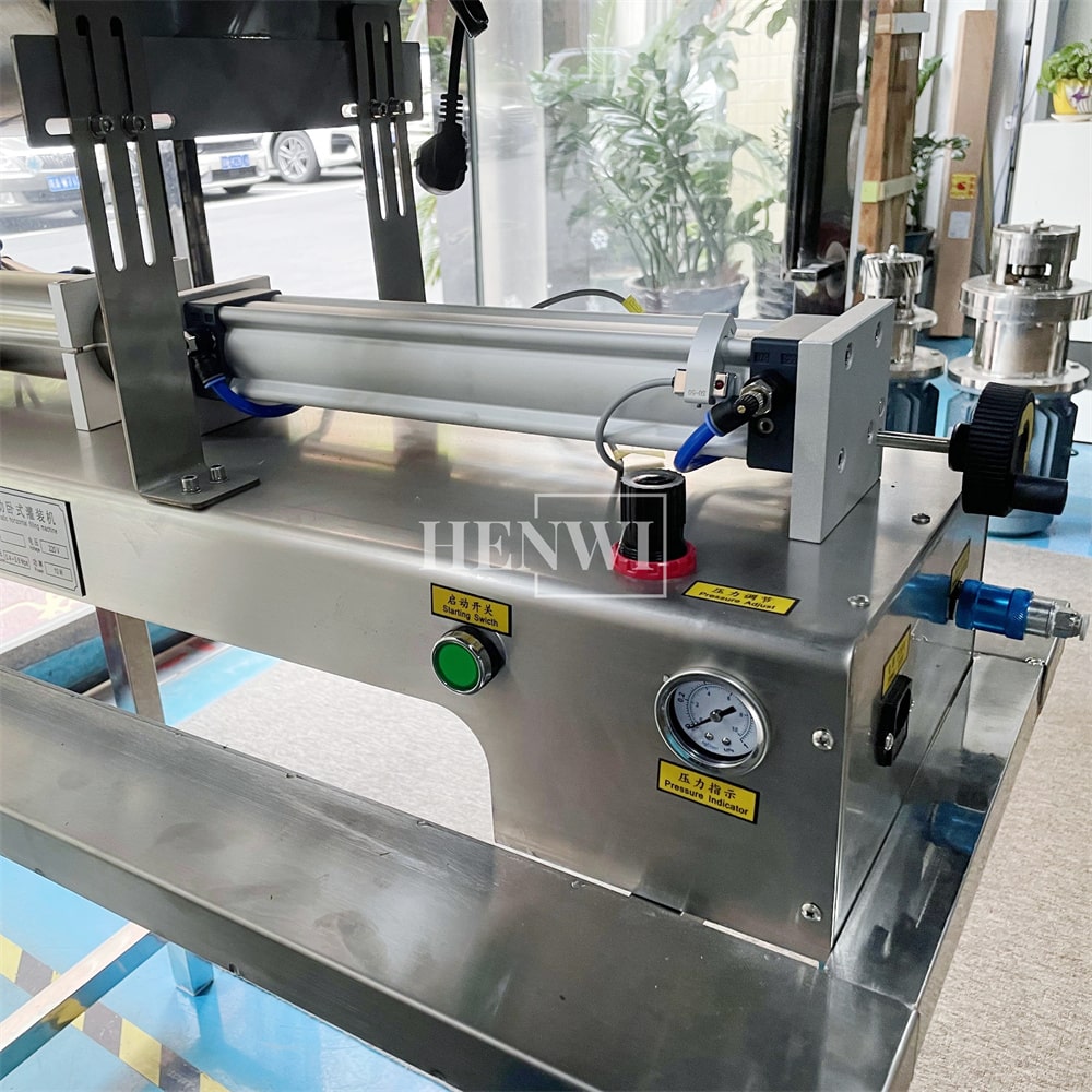 Henwi HWFM-S-HMF 1 Nozzle Semi Automatic Granular Paste Sauce Bottling Filling Machine 1 Head Bottle Horizontal Mixing Filler