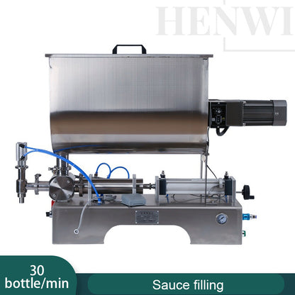 Henwi HWFM-S-HMF 1 Nozzle Semi Automatic Granular Paste Sauce Bottling Filling Machine 1 Head Bottle Horizontal Mixing Filler